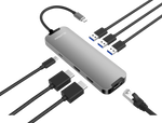 Blupeak UCMP04 USB-C Multi-Port Adapter 2xHDMI4K/2xUSB3.0/RJ45/PD