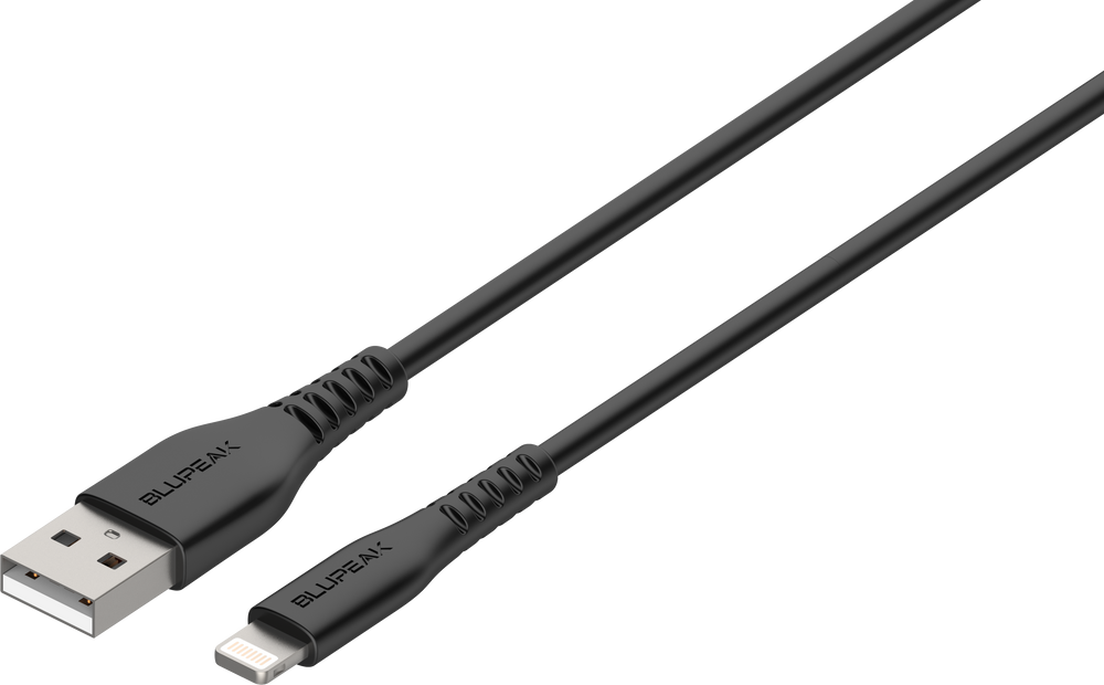 Blupeak 1.2m Apple MFi Certified Lightning to USB Cable - Black - BluPeak