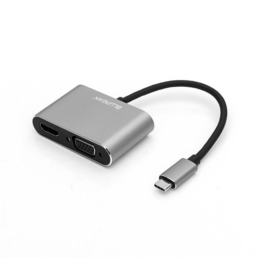 Blupeak USB-C to HDMI 4K@30Hz & VGA 1080P@60Hz Adapter