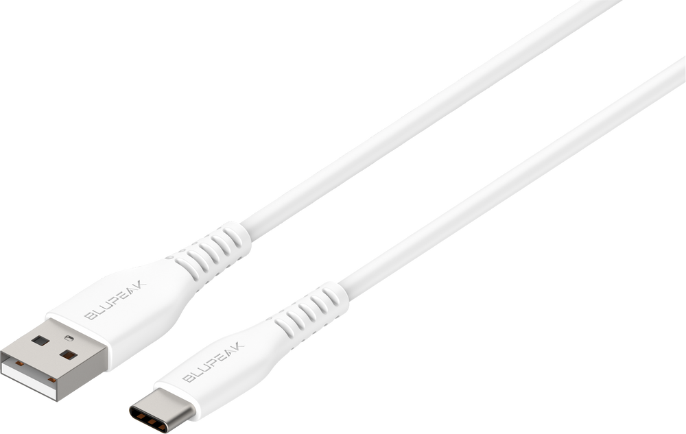Blupeak 1.2m USB-C to USB-A Charge/Sync Cable - White - BluPeak